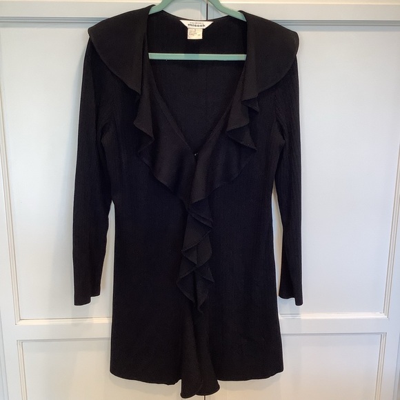 Misook Black Cardigan Ruffle Size Small - Picture 1 of 10